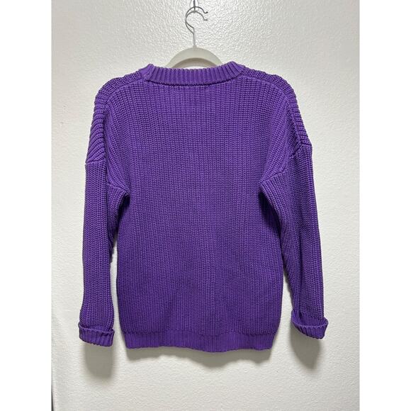 Callahan Revolve Classic Boyfriend Chunky Knit Purple Sweater Size Small - Picture 4 of 5